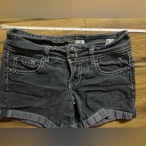 Juniors Grane Very Dark Denim Shorts Thick Stitch Design